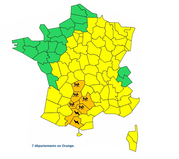 orages violents Haute Garonne alerte météo vigilance orange