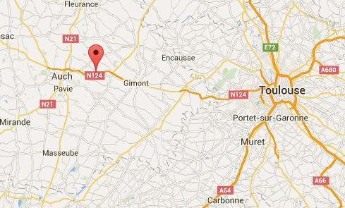 L'accident qui a coûté la ville à filette de 6 ans a eu lieu sur la RN124 à hauteur de Marsan Photo (c) Google Maps