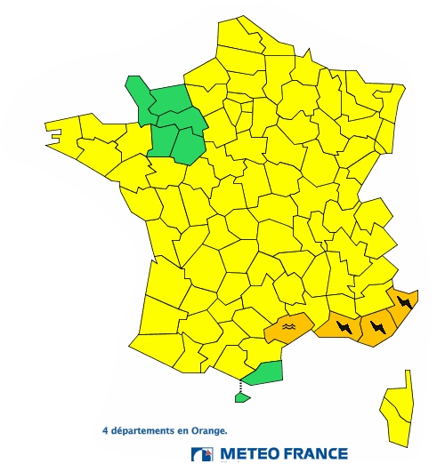 De nouvelles inondations sont annoncées dans la région de Montpellier. Photo capture d'écran (c) Météo France