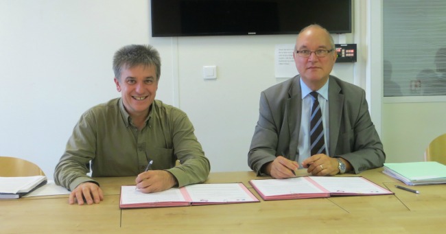 Remi Roux president de l'URSCOP Midi-Pyrenees et Michel Ducrot Directeur de la DIRECCTE-Midi-Pyrenees