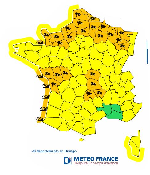 Vents violents Tempête 28 départements en alerte orange