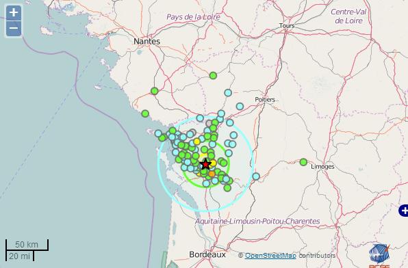 Nouveau tremblement de terre en Charentes Maritimes