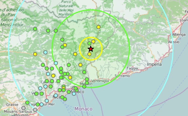 Tremblement de Terre au nord de Nice