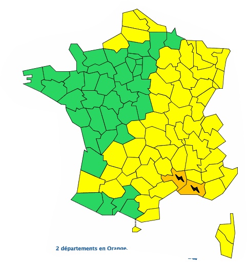 Gard et Bouches du Rhône en alerte météo vigilance orange