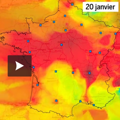 Le pic de pollution illustr&eacute; par des cartes du nuage de particules fines