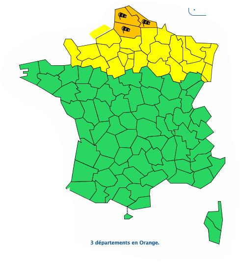 Tempête sur le Nord de la France, 3 départements en alerte météo vigilance orange