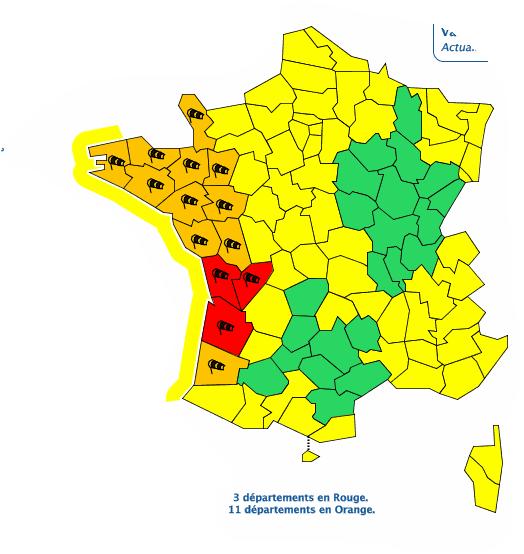 Vent violents. Gironde, Charente et Charente Maritime en alerte vigilance rouge