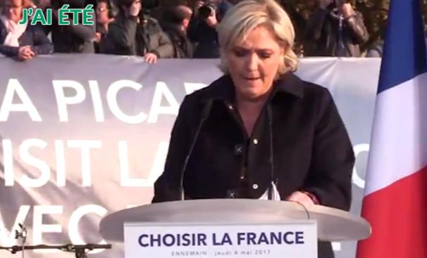 en meeting Le Pen justifie sa posture lors du débat face à Macron