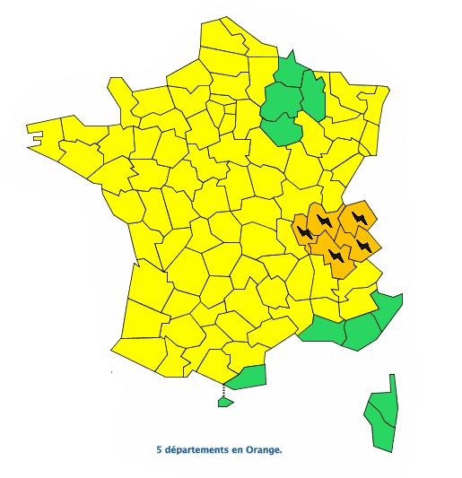 orages violents 5 départements en alerte météo vigilance orange