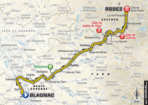 Blagnac, Grenade, Rabastens, Carmaux, Rodez, itinéraire et horaire du Tour de France Les meilleurs spots pour voir étape Blagnac Rodez