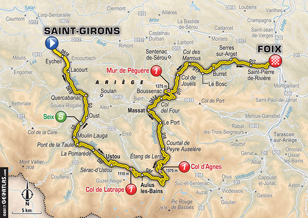 Saint Girons - Foix. itinéraire et horaires de passage du Tour de France Saint Girons - Foix. itinéraire et horaires de passage du Tour de France