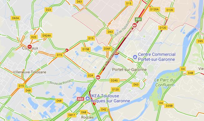 Accident sur l'A64 au sud de Toulouse. Circulation très perturbée Accident sur l'A64 au sud de Toulouse. Circulation très perturbée