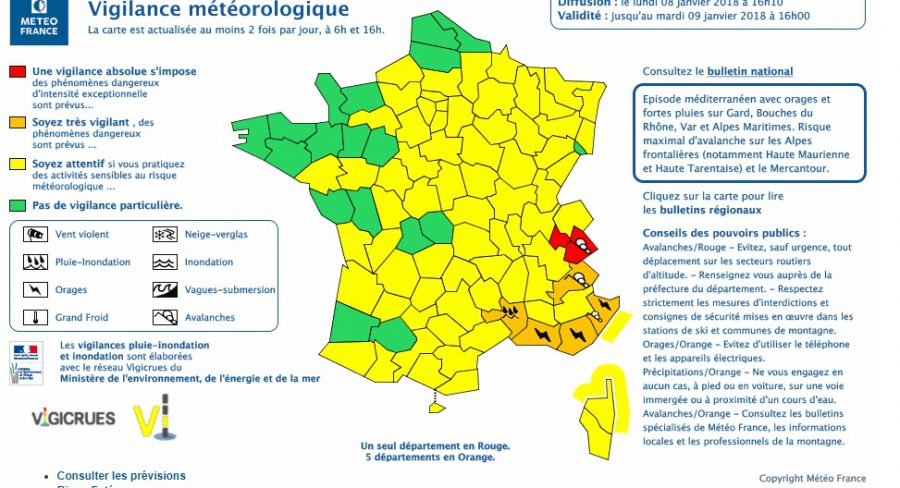 Risque maximum d'avalanches, La Savoie en Alerte météo vigilance Rouge