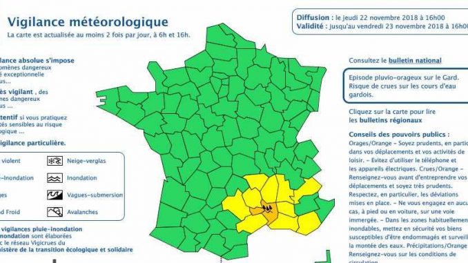 Le Gard en alerte météo vigilance orange, pluies inondations Le Gard en alerte météo vigilance orange, pluies inondations