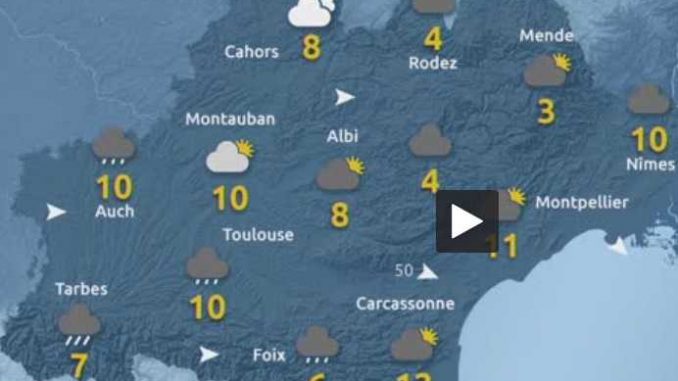 Pluie à Toulouse, Neige en montagne, froid, une fin de semaine d' hiver Pluie à Toulouse, Neige en montagne, froid, une fin de semaine d' hiver
