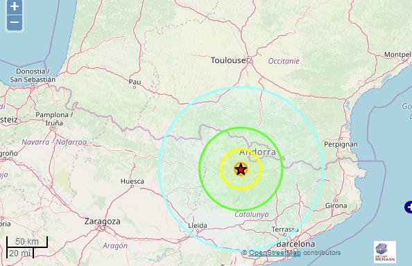 Tremblement de terre de 4.5 dans les Pyrénées Tremblement de terre de 4.5 dans les Pyrénées
