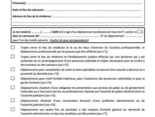 Déplacement au delà de 100 km voici l'attestation à remplir Déplacement au delà de 100 km voici l'attestation à remplir